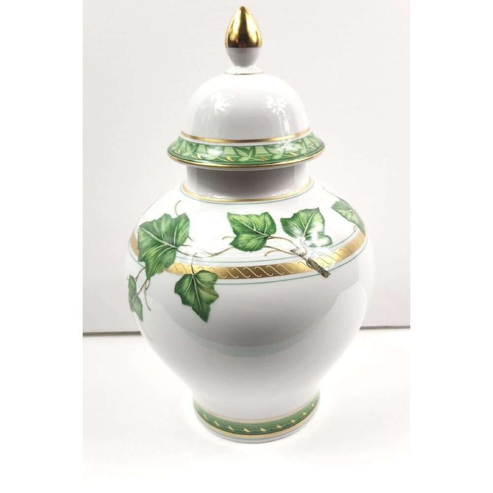 VINTAGE KAISER W. GERMANY PERGOLA K. NOSSER GOLD WHITE GREEN VINE Jar VTG
